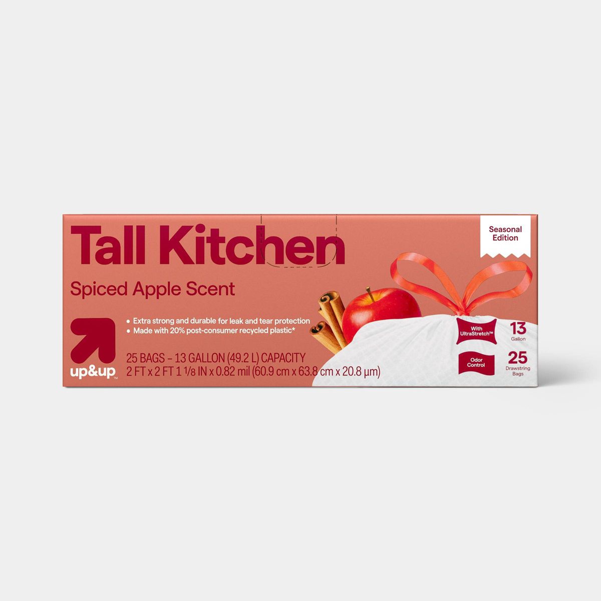 up&up 13 Gallon Drawstring Trash Bags, 25 Count, Spiced Apple