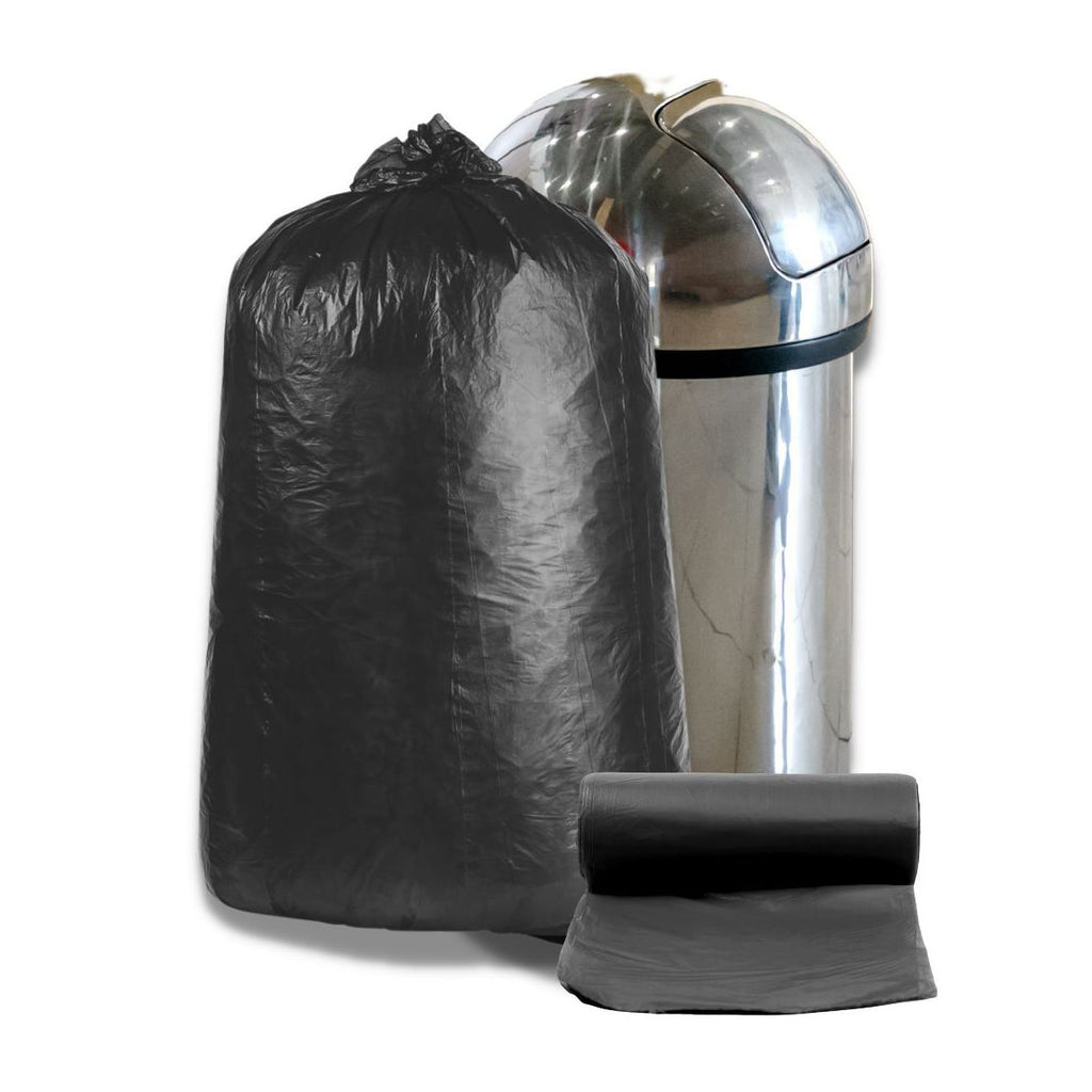 Plasticplace 32-33 Gallon High-Density Trash Bags, 250 Count, Black, 33 x 40 in, 16 microns