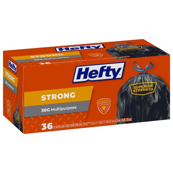30 Gallon Drawstring Large Trash Bags, 36 Count