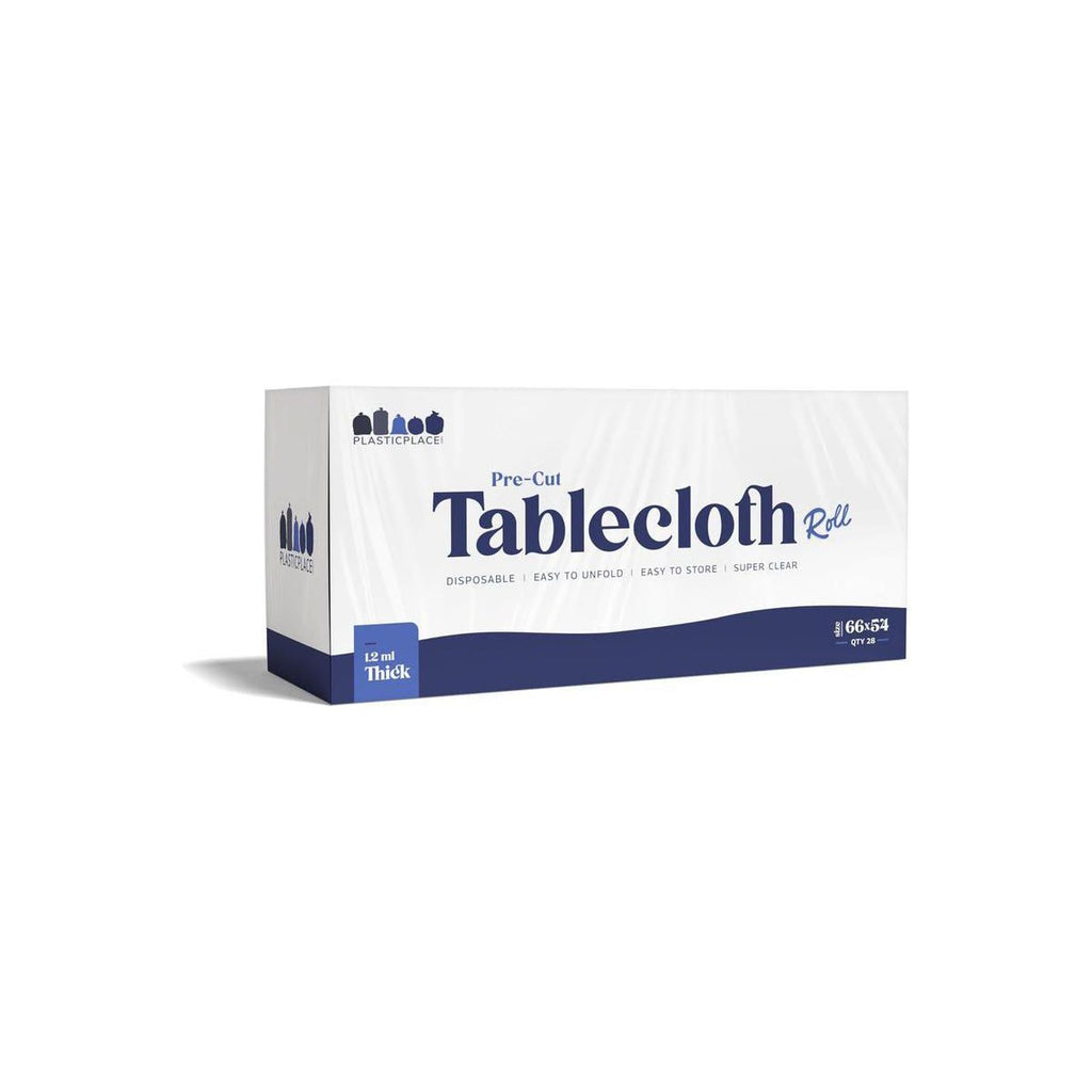 Plasticplace Precut Disposable Tablecloths, 28 covers, Clear, 66 x 54 in
