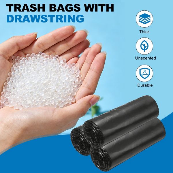 Unique Bargains Drawstring Bathroom Trash Bags, 120 Count, Unscented, Easy-Dispense