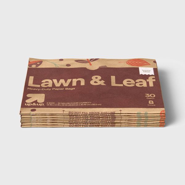 up&up 30 Gallon Paper Lawn and Leaf Bags, 8 Count