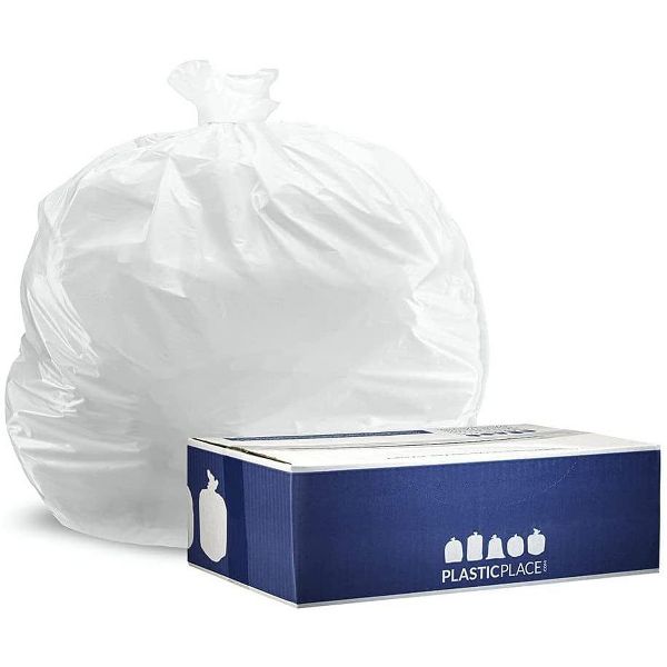 Plasticplace 12-16 Gallon Trash Bags, 250 Count, White, 24 x 31 in, 1.0 mil