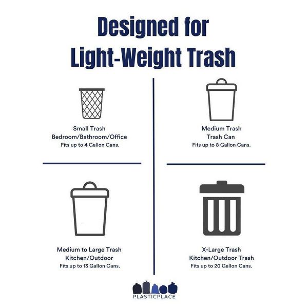 Plasticplace 40-45 Gallon High-Density Trash Bags, 250 Count, Clear, 40 x 48 in, 16 microns