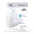Home Zone Living 12 Gallon Drawstring Tall Kitchen Trash Bags, Code 45S, 60 Count