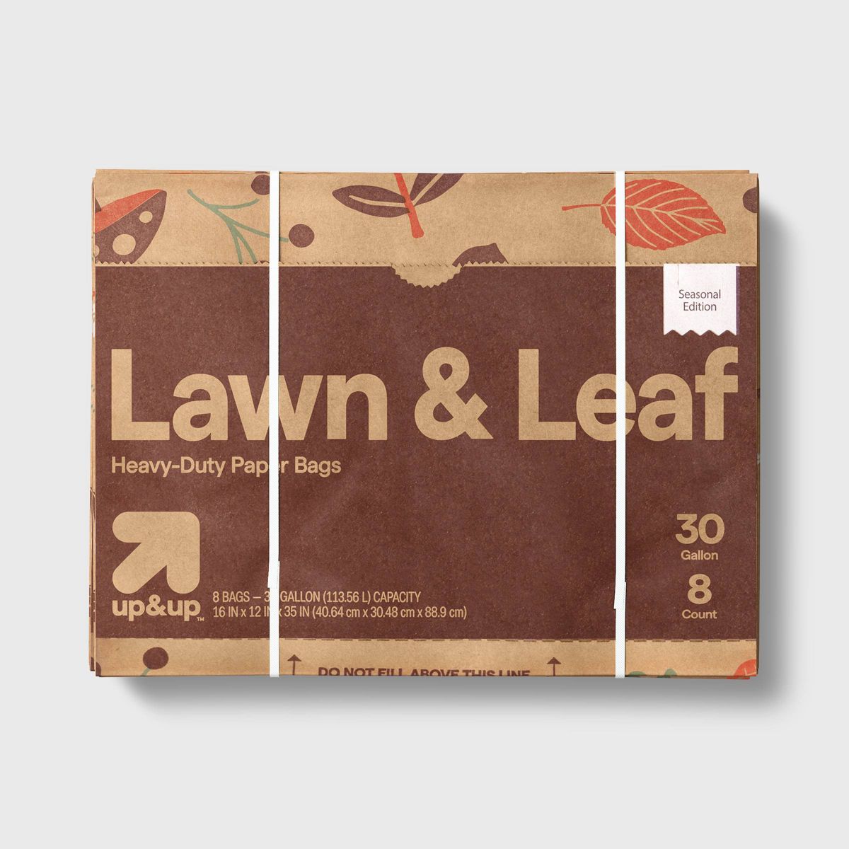 up&up 30 Gallon Paper Lawn and Leaf Bags, 8 Count