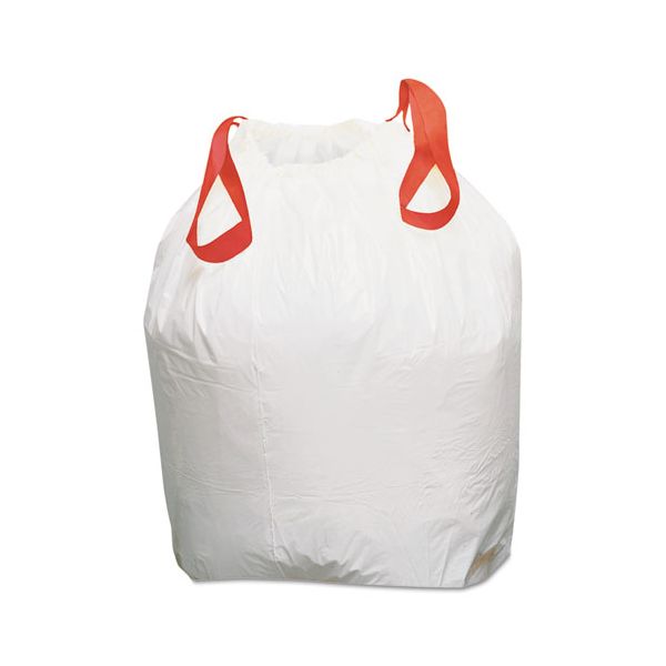 Draw 'n Tie 13 Gallon Heavy-Duty Trash Bags, 50 bags/roll, 4 rolls/box, White, 24.5 x 27.38 in, 0.9 mil
