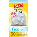 Glad 13 Gallon ForceFlex Drawstring Trash Bags, 50 Count, Unscented