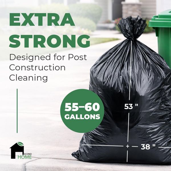 EconoHome 55-60 Gallon Heavy-Duty Contractor Trash Bags, 100 Count, 2.8 mil