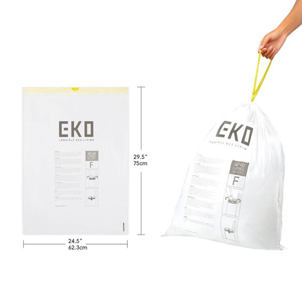 EKO Code F Drawstring Trash Can Liners, Fits 13-Gallon Cans