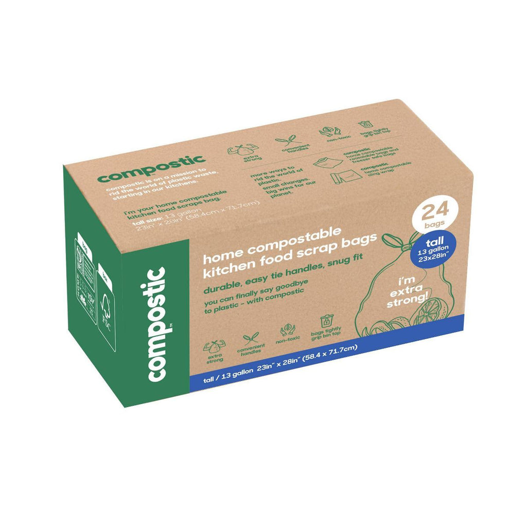 Compostic 13 Gallon Compostable Trash Bags, 24 Count