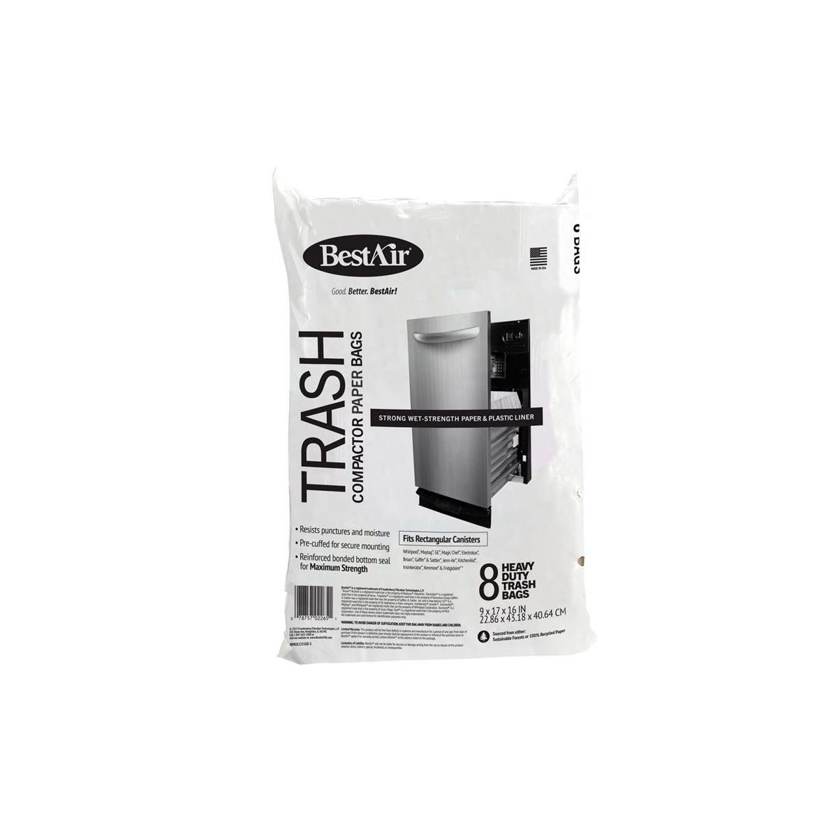 BestAir 10 Gallon Flat-Top Trash Compactor Bags