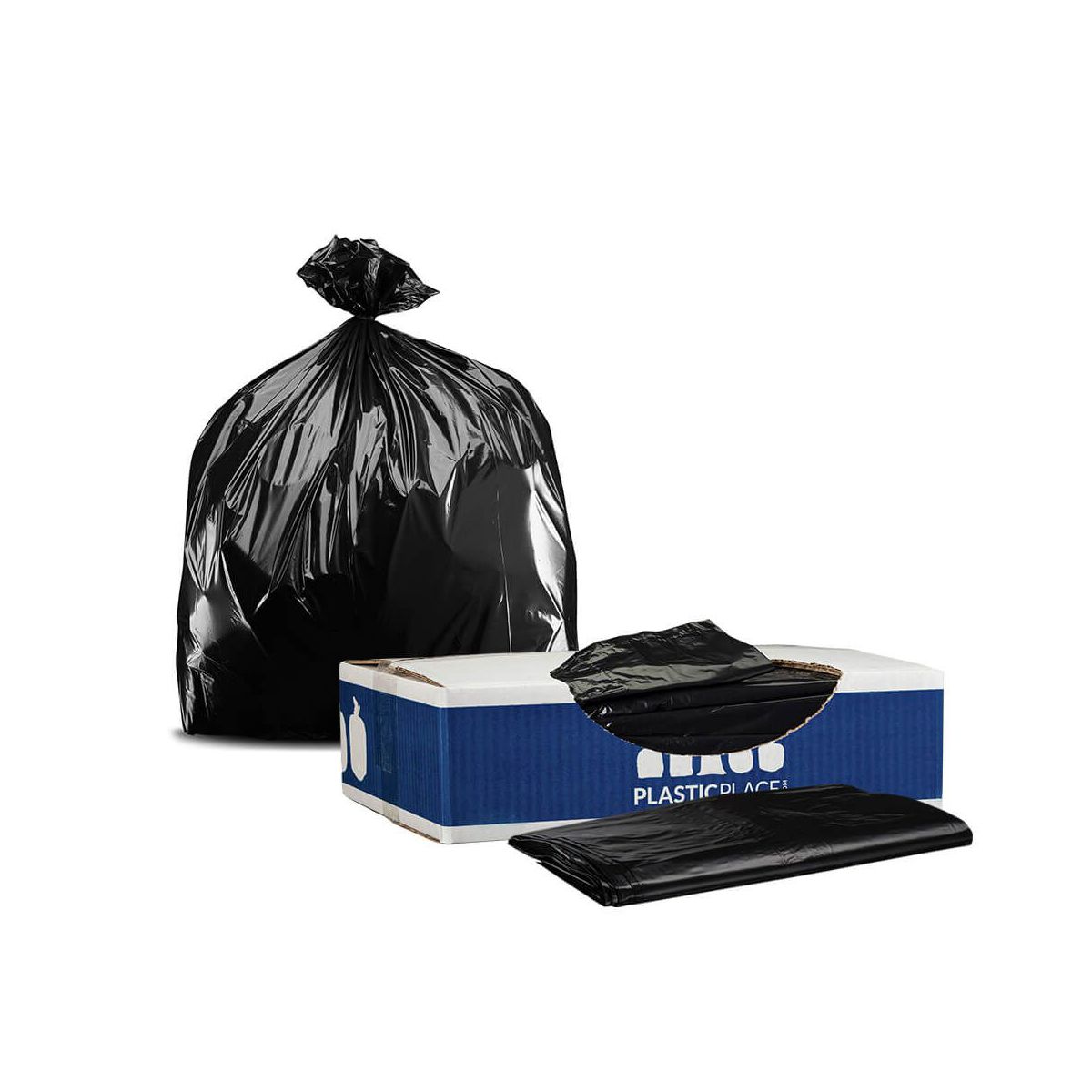 Plasticplace 7-10 Gallon Trash Bags, 500 Count, Black, 24 x 23 in, 1.2 mil