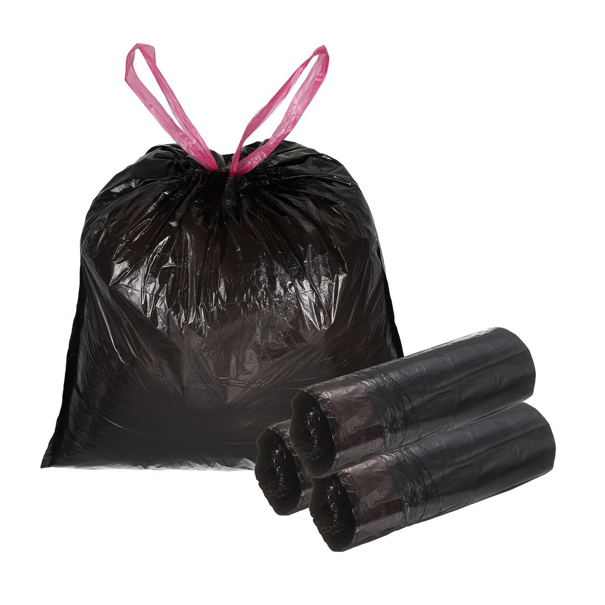 Unique Bargains Drawstring Bathroom Trash Bags, 160 Count, Unscented, Black, Easy-Dispense