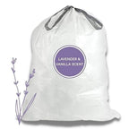 Plasticplace 12-13 Gallon Drawstring Trash Bags, Compatible with simplehuman Code N, 200 Count, Lavender and Soft Vanilla, 22.75 x 31.5 in
