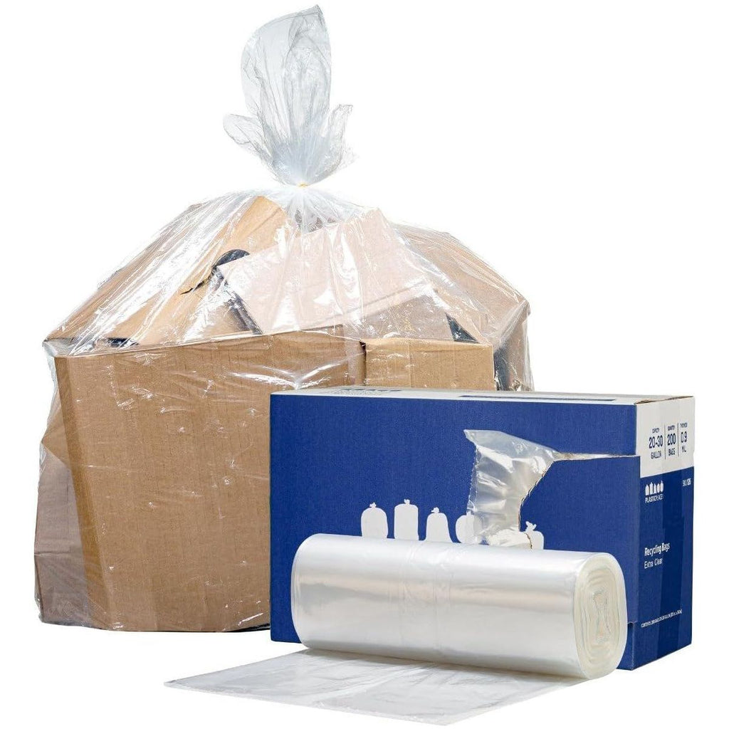 Plasticplace 20-30 Gallon Recycling Bags, 200 Count, Clear