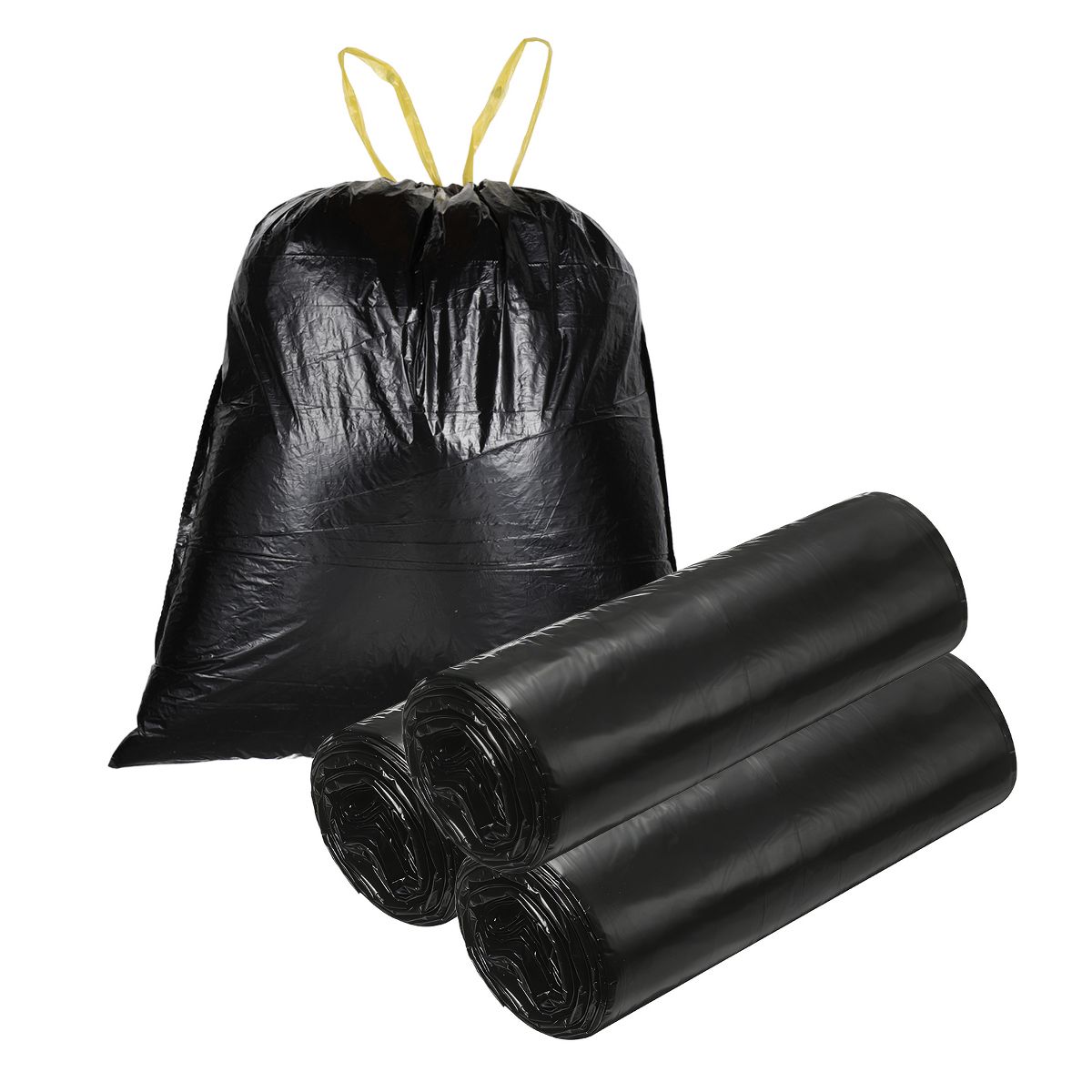 Unique Bargains Drawstring Bathroom Trash Bags, 50 Count, Unscented, Black, Easy-Dispense