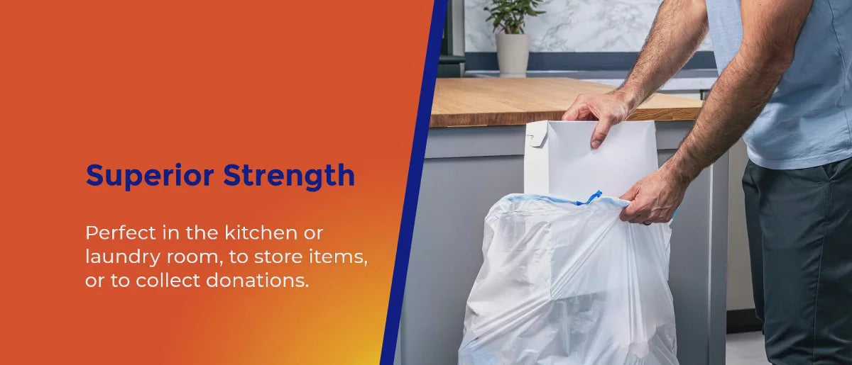 13 Gallon Drawstring Heavy-Duty Tall Kitchen Trash Bags, 120 Count