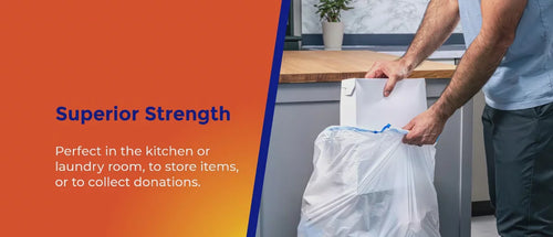13 Gallon Drawstring Heavy-Duty Tall Kitchen Trash Bags, 120 Count