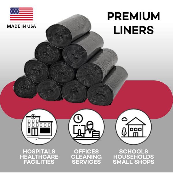Dealmed 40-45 Gallon Trash Bags, Black, 40 x 46 in, 1.2 mil