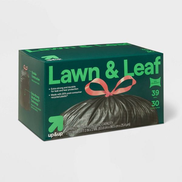 up&up 39 Gallon Drawstring Lawn and Leaf Bags, 30 Count