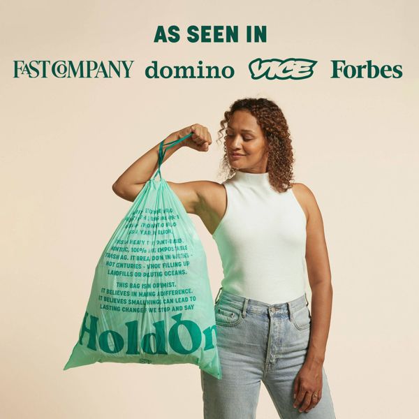 HoldOn Bags 13 Gallon Compostable Trash Bags, 25 Count