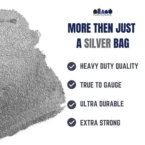 Plasticplace 33 Gallon Low-Density Trash Bags, 100 Count, Silver, 33 x 39 in, 1.5 mil