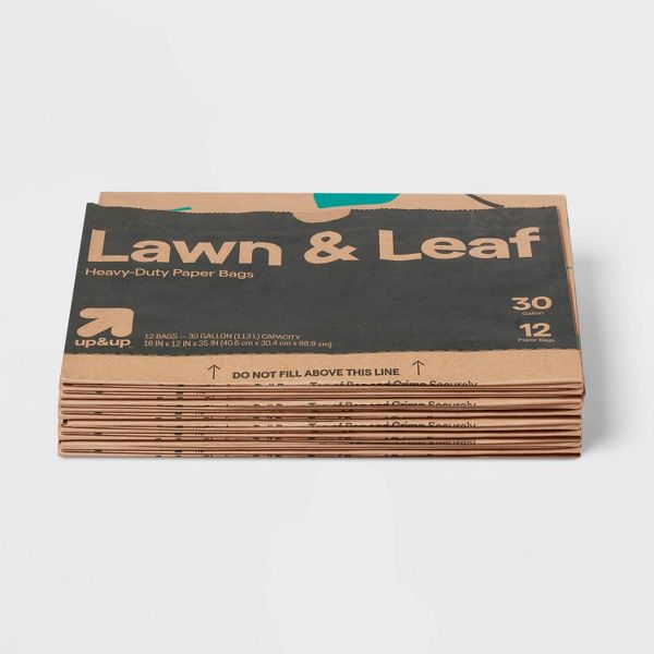 up&up Paper Lawn and Leaf Bags, 12 Count