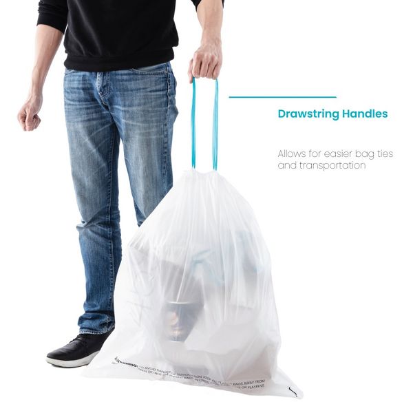 Home Zone Living 12 Gallon Drawstring Tall Kitchen Trash Bags, Code 45S, 60 Count