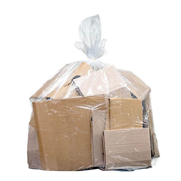 Plasticplace 32-33 Gallon High-Density Trash Bags, 500 Count, Clear, 33 x 40 in, 11 microns