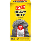 Glad 30 Gallon ForceFlex Drawstring Large Trash Bags, 34 Count, Black