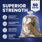 Plasticplace 42 Gallon Contractor Trash Bags, 50 Count, Clear, 33 x 48 in, 4.0 mil