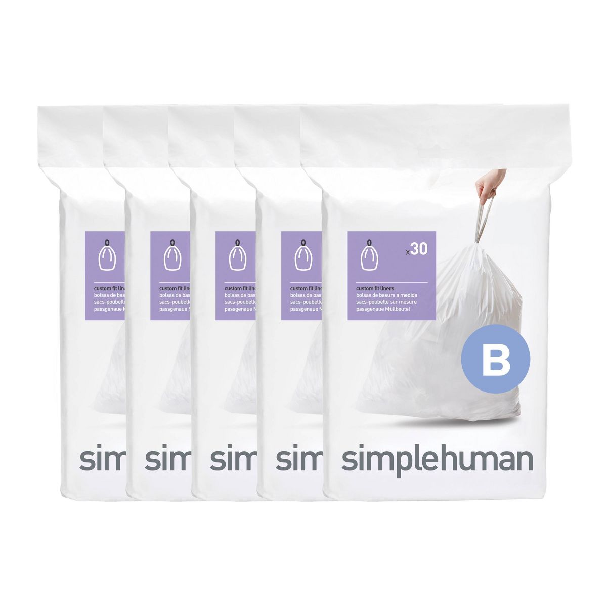 simplehuman 6 L Bathroom Trash Bags, Code B, 150 Count
