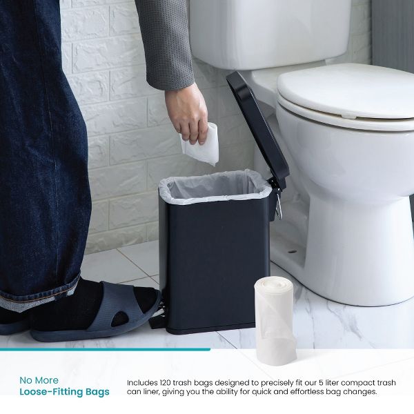Home Zone Living 1.3 Gallon Small Trash Bags, Code 5S, 120 Count