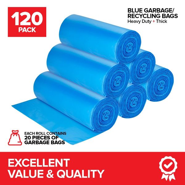 33 Gallon Heavy-Duty Recycling Bags, 120 Count, Blue