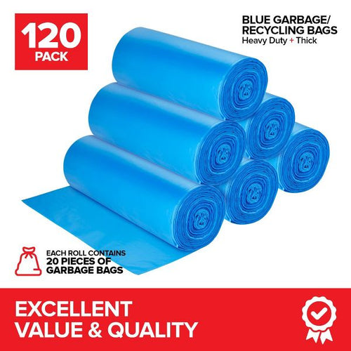 33 Gallon Heavy-Duty Recycling Bags, 120 Count, Blue