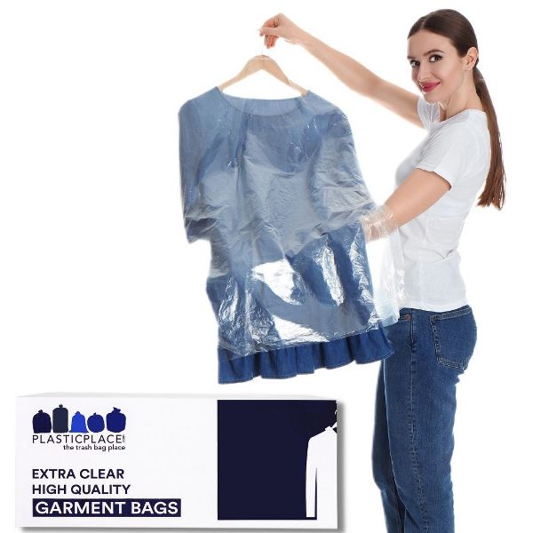 Plasticplace Garment Bags, 320 Count, Clear, 21 x 7 x 54 in, 0.65 mil