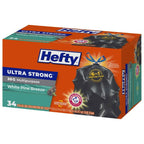 Hefty 30 Gallon Drawstring Large Trash Bags, 34 Count, White Pine Breeze, Black