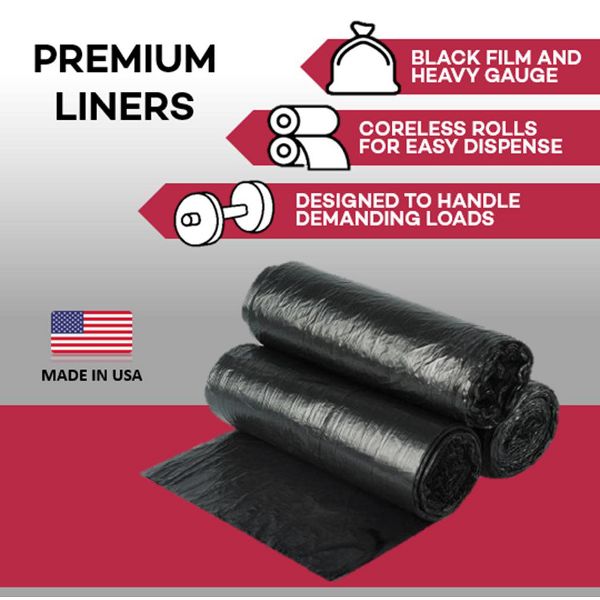 Dealmed 40-45 Gallon Trash Bags, Black, 40 x 46 in, 1.2 mil