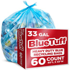 33 Gallon Heavy-Duty Recycling Bags, 60 Count, Blue