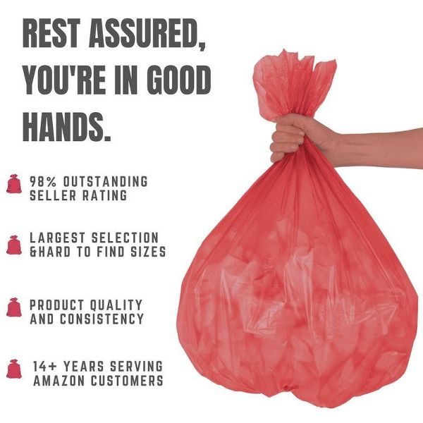 Plasticplace 32-33 Gallon Trash Bags, 100 Count, Red, 33 x 39 in, 1.5 mil