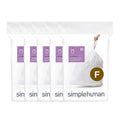 simplehuman 25 L Code F Custom-Fit Drawstring Trash Bags, 100 Count (5 Packs of 20), White