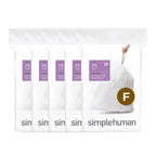 simplehuman 25 L Code F Custom-Fit Drawstring Trash Bags, 100 Count (5 Packs of 20), White