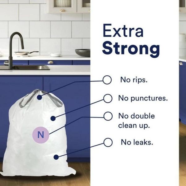 Plasticplace 12-13 Gallon Drawstring Trash Bags, Compatible with simplehuman Code N, 200 Count, Lavender and Soft Vanilla, 22.75 x 31.5 in