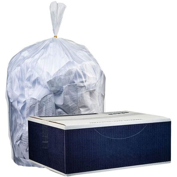 Watson 33 Gallon Trash Bags, 250 bags/case, Clear, 33 x 40 in, 16 microns