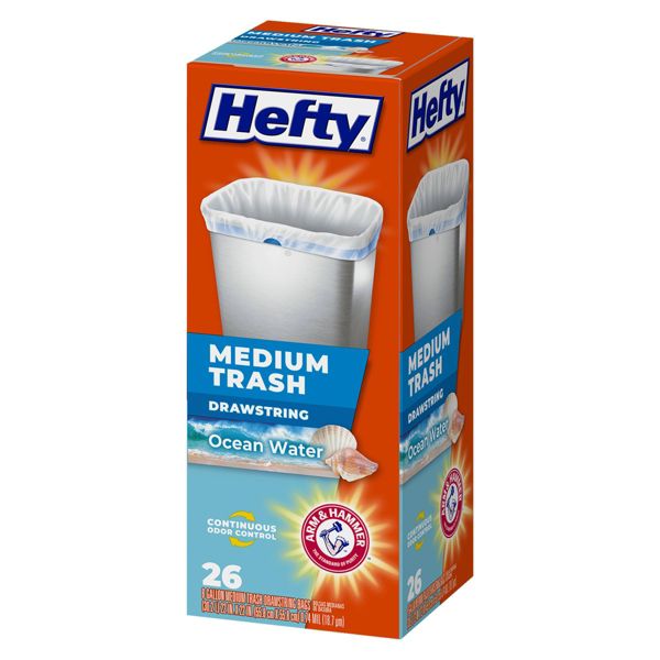 Hefty Medium Trash Bags, 26 Count, Ocean Water
