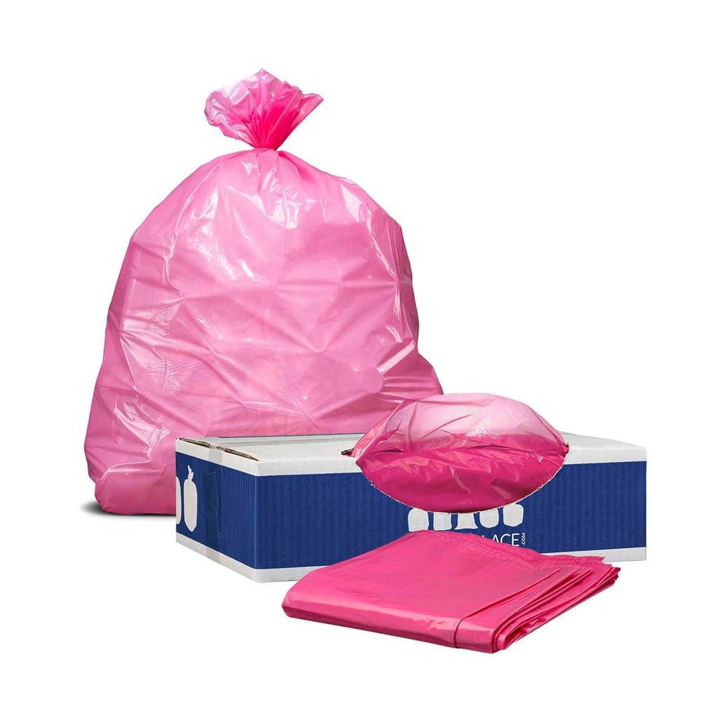 Plasticplace 12-16 Gallon Trash Bags, 250 Count, Pink, 24 x 31 in, 1.2 mil