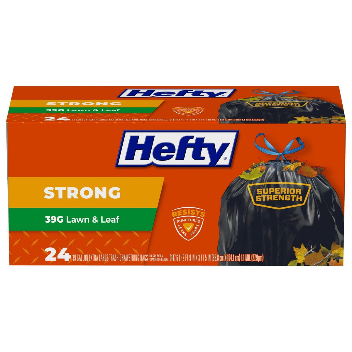 Hefty 39 Gallon Drawstring Lawn and Leaf Bags, 24 Count