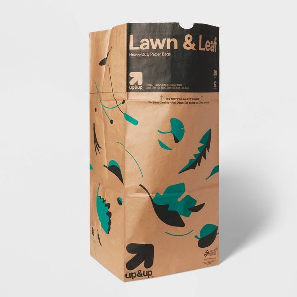 up&up Paper Lawn and Leaf Bags, 12 Count