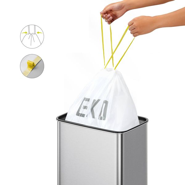 EKO Code F Drawstring Trash Can Liners, Fits 13-Gallon Cans